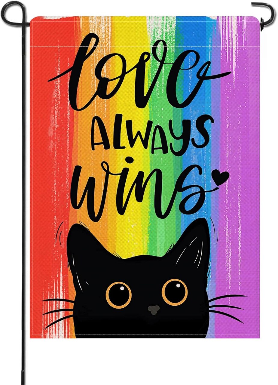 Rainbow Garden Flag Pride Month Decor Double Sided 12 x 18 (Love Always Wins)